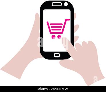 Online Einkaufen durch mobile Konzept, Vektor Stock Vektor