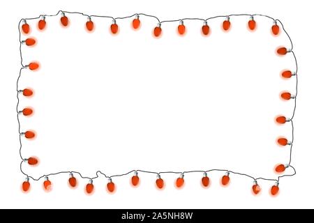 Glühlampen Rahmen. Leuchtend rot weihnachten Girlanden string. Vektor illustrayion. Für das neue Jahr. Stock Vektor