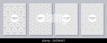 Eingestellt von Flyer, Poster, Banner, Plakate, Broschüre Design vorlagen A6 Größe. Grafik Design Vorlagen für Logo, Etiketten und Abzeichen. Weiß und Grau. Stock Vektor