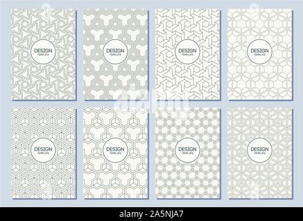 Satz von Flyer, Poster, Banner, Plakate, Broschüre Design vorlagen A6 Größe. Grafik Design Vorlagen für Logo, Etiketten und Abzeichen. Abstrakte geometrische Stock Vektor