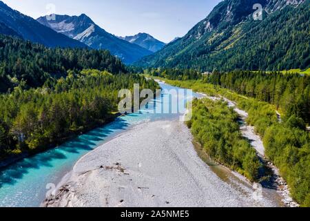 Drone schoß, Lech, Lechtal, Tirol, Österreich Stockfoto