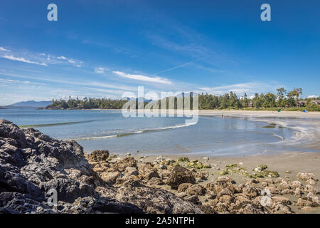 Anzeigen von MacKenzie Beach in der Nähe von Tofino, Vancouver Island, British Columbia, Kanada Stockfoto