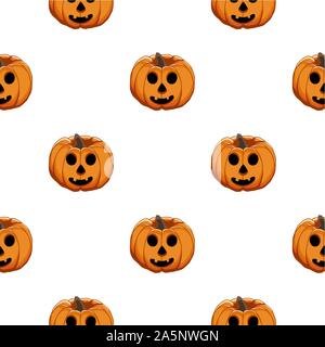 Abbildung auf Thema große farbige Muster Halloween, nahtlose orange Kürbis. Nahtlose Muster bestehend aus Sammlung Kürbis, Zubehör bei Hallowee Stock Vektor
