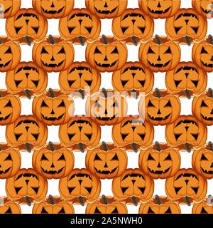 Abbildung auf Thema große farbige Muster Halloween, nahtlose orange Kürbis. Nahtlose Muster bestehend aus Sammlung Kürbis, Zubehör bei Hallowee Stock Vektor