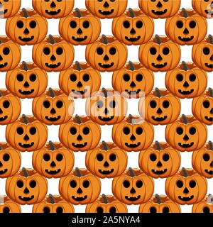 Abbildung auf Thema große farbige Muster Halloween, nahtlose orange Kürbis. Nahtlose Muster bestehend aus Sammlung Kürbis, Zubehör bei Hallowee Stock Vektor