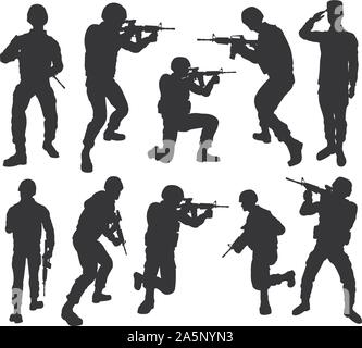 Soldat Hochwertige Silhouetten Stock Vektor