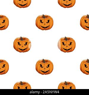 Abbildung auf Thema große farbige Muster Halloween, nahtlose orange Kürbis. Nahtlose Muster bestehend aus Sammlung Kürbis, Zubehör bei Hallowee Stock Vektor