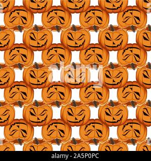 Abbildung auf Thema große farbige Muster Halloween, nahtlose orange Kürbis. Nahtlose Muster bestehend aus Sammlung Kürbis, Zubehör bei Hallowee Stock Vektor