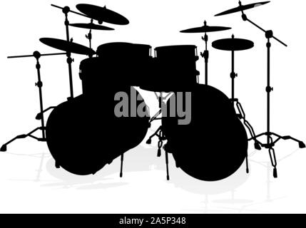 Drum Kit Musikinstrument Silhouette Stock Vektor