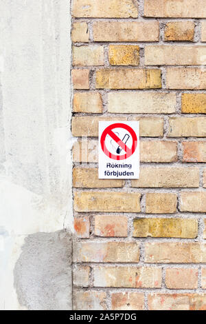 Kein Rauchen Schild an Wand Stockfoto