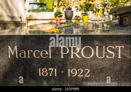 Grabstätte der französische Schriftsteller Marcel Proust, Friedhof Pere Lachaise Stockfoto