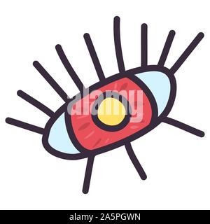 Line Auge Abbildung Symbol in doodle Stil. Flache cartoon Hand drawing Design. Objekt Vector Form. Stock Vektor
