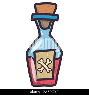 Cartoon Illustration mit rote Hexe gift Flasche auf transparenten Hintergrund. Halloween Party Deko Elemente. Vector Art. Stock Vektor