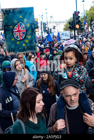 Völker Abstimmung März. Fast eine Million Menschen für ein neues Referendum und die letzte Instanz, die über Brexit vom 19. Oktober 2019 London protestieren Stockfoto