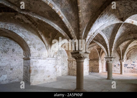 Überdachte Spaziergang, Mont Saint Michel, Normandie, Frankreich Stockfoto