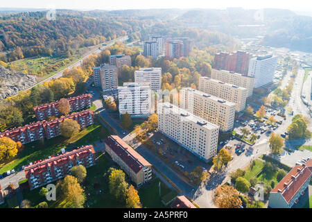 Luftaufnahme von Wohngebiet in der Stadt Stockfoto