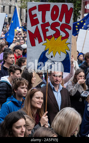 Völker Abstimmung März. Fast eine Million Menschen für ein neues Referendum und die letzte Instanz, die über Brexit vom 19. Oktober 2019 London protestieren Stockfoto