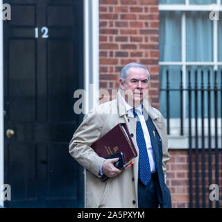 London, Großbritannien. 22 Okt, 2019. Geoffrey Cox MP PC Attorney General kommt an der Downing Street, London Quelle: Ian Davidson/Alamy leben Nachrichten Stockfoto