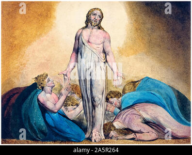 William Blake, Christus erscheint seinen Jüngern nach der Auferstehung, Aquarellmalerei über Stift und Tinte, um 1795 Stockfoto