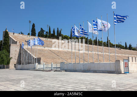 Panathenaic oder römischen Kallimarmaro Stadion der ersten Olympischen Spiele in Athen, Griechenland. Stockfoto