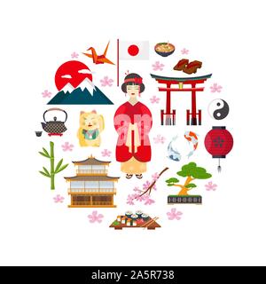 Traditionelle japanische Symbole Stock Vektor