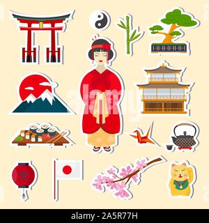 Traditionelle japanische Symbole Stock Vektor