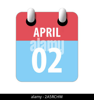 April 2nd. Der 2. Tag des Monats, Einfacher Kalender Symbol auf weißem Hintergrund. Planung. Zeit-management. Der Kalender Symbole für Web Design. Feder, Monat, da Stockfoto
