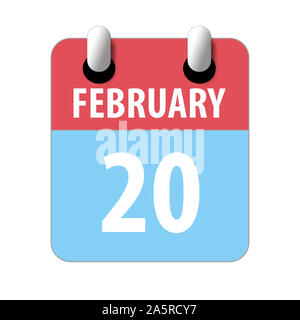 Februar 20th. 20. Tag des Monats, Einfacher Kalender Symbol auf weißem Hintergrund. Planung. Zeit-management. Der Kalender Symbole für Web Design. winter Mont Stockfoto