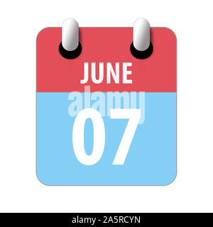 7. Juni. 7. Tag des Monats, Einfacher Kalender Symbol auf weißem Hintergrund. Planung. Zeit-management. Der Kalender Symbole für Web Design. Sommer Monat, Tag Stockfoto