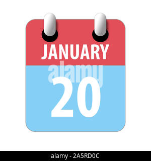 20. Januar. 20. Tag des Monats, Einfacher Kalender Symbol auf weißem Hintergrund. Planung. Zeit-management. Der Kalender Symbole für Web Design. Winter Monat Stockfoto