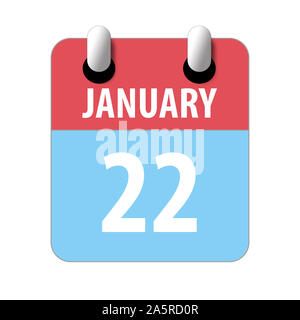 22. Januar. Tag 22 Monat, Einfacher Kalender Symbol auf weißem Hintergrund. Planung. Zeit-management. Der Kalender Symbole für Web Design. Winter Monat Stockfoto