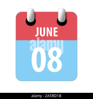 8. Juni. 8. Tag des Monats, Einfacher Kalender Symbol auf weißem Hintergrund. Planung. Zeit-management. Der Kalender Symbole für Web Design. Sommer Monat, Tag Stockfoto