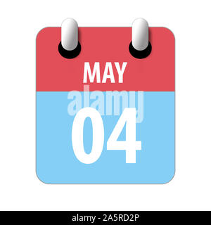 Am 4. Mai. 4. Tag des Monats, Einfacher Kalender Symbol auf weißem Hintergrund. Planung. Zeit-management. Der Kalender Symbole für Web Design. Feder, Monat, Tag Stockfoto