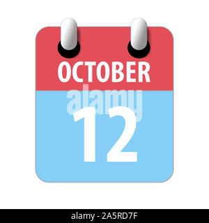 12. Oktober. 12. Tag des Monats, Einfacher Kalender Symbol auf weißem Hintergrund. Planung. Zeit-management. Der Kalender Symbole für Web Design. Herbst Monat Stockfoto