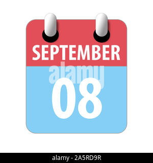 8. September. 8. Tag des Monats, Einfacher Kalender Symbol auf weißem Hintergrund. Planung. Zeit-management. Der Kalender Symbole für Web Design. Herbst Monat Stockfoto