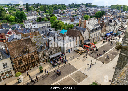 Frankreich, Indre et Loire, Loire Tal als Weltkulturerbe von der UNESCO, Amboise, Amboise, Schloss, Ansicht von oben von Michel DEBRE vom Quadrat Stockfoto