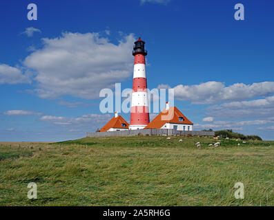 Leuchtturm von Westerhever, Westerheversand, St. Peter Ording, Schleswig-Holstein, Bundesrepublik Deutschland Stockfoto