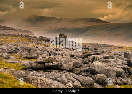 Kingsdale ist auf der westlichen Seite der Dales National Park und liegt in North Yorkshire und Cumbria. Diese Dale bieten einen herrlichen Blick auf Whernside auf Stockfoto