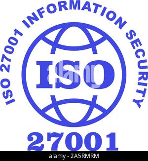ISO 27001 Stempel anmelden Information Security Standard, Web label oder Abzeichen Stock Vektor
