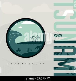 Welt Tsunami Tag, Tsunami Symbol, November 05, vektor design Stockfoto