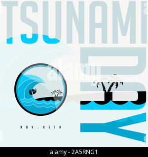 Welt Tsunami Tag, Tsunami Symbol, November 05, vektor design Stockfoto