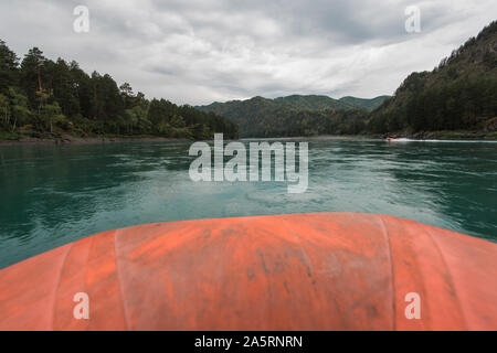 Rafting und Bootsfahrten auf dem Fluss Katun Stockfoto