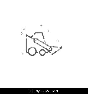 Bobcat Fahrzeug Maschine einfachen Vektor Symbol Leitung. Mini bulldozer Symbol für Frontlader, Piktogramm, sign. Hellen Hintergrund. Editierbare Schlaganfall. Strichstärke einstellen. Stock Vektor