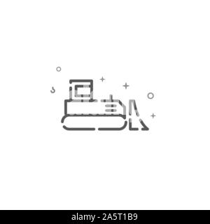 Bulldozer einfachen Vektor Symbol Leitung. Raupentraktor Symbol, Piktogramm, sign. Hellen Hintergrund. Editierbare Schlaganfall. Strichstärke einstellen. Stock Vektor