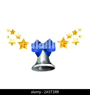Silberne Hochzeit Bell mit Blue Ribbon Vektor Stock Vektor