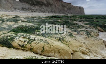 Cap Blanc-Nez, den Strand und die Klippen von Sangatte in Frankreich. Stockfoto