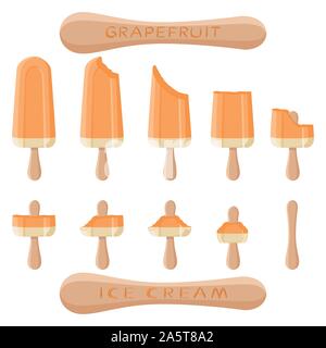 Vector Illustration logo für natürliche Grapefruit Eis auf Stick. Eis, das aus süßen kaltes Eis, lecker frozen Dessert. Fre Stock Vektor