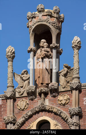 Barcelona. Spanien. 23.06.12. Architektonisches Detail auf Hospital de Sant Pau im Eixample-Viertel von Barcelona, Katalonien, Spanien. Termine aus dem Jahr 1902. Ein Stockfoto