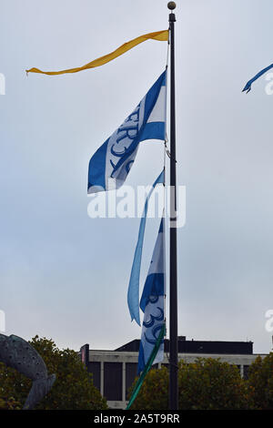 Pier 39 Flaggen in San Francisco Stockfoto