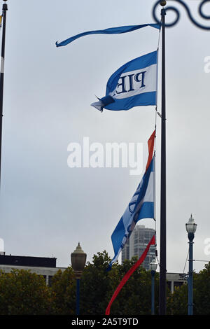 Pier 39 Flaggen in San Francisco Stockfoto